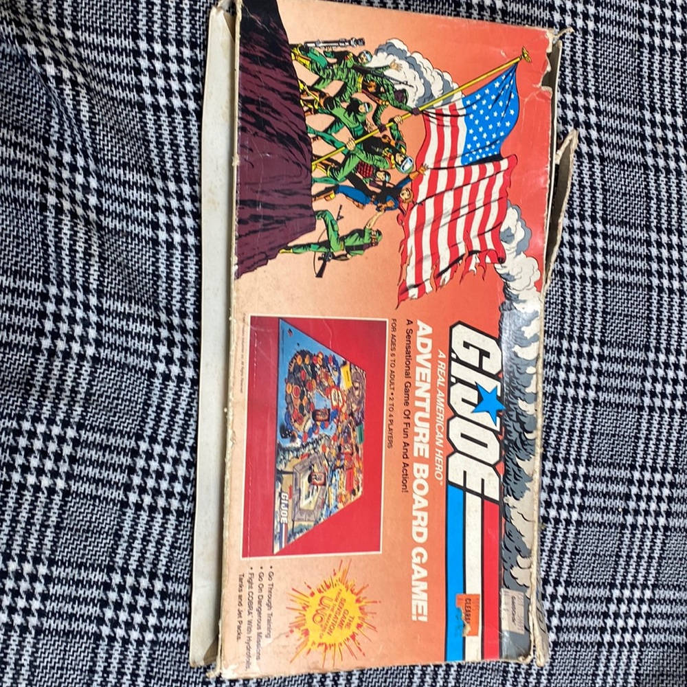 G.I. Joe board game box in rough condition all cards are there one dice missing
